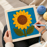 Creating handmade a cheerful sunflower punch needle artwork
