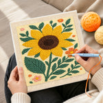 Creating handmade a large sunflower punch needle artwork