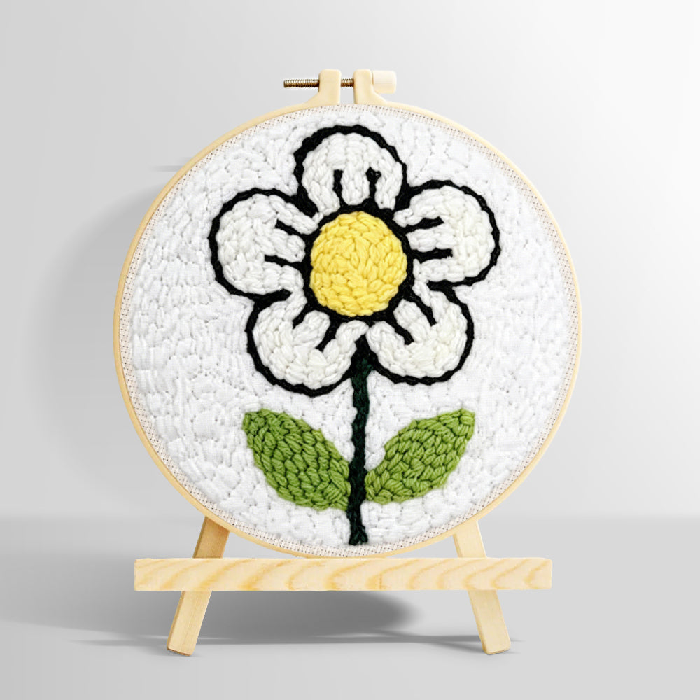 A simple little white flower punch needle kit for beginners