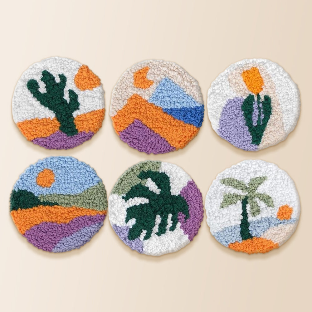 A slice of the desert punch needle coaster kit finished handmade coasters