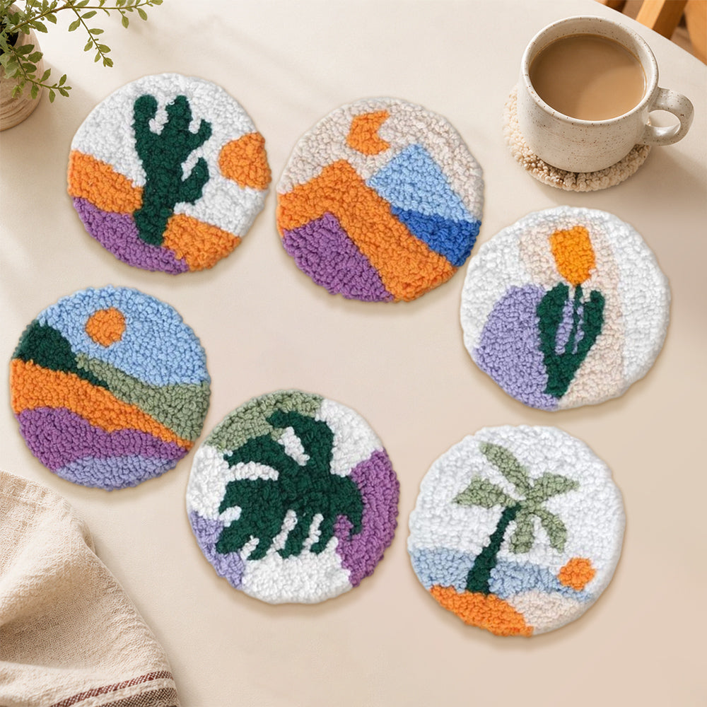 A slice of the desert punch needle coasters used for home decoration