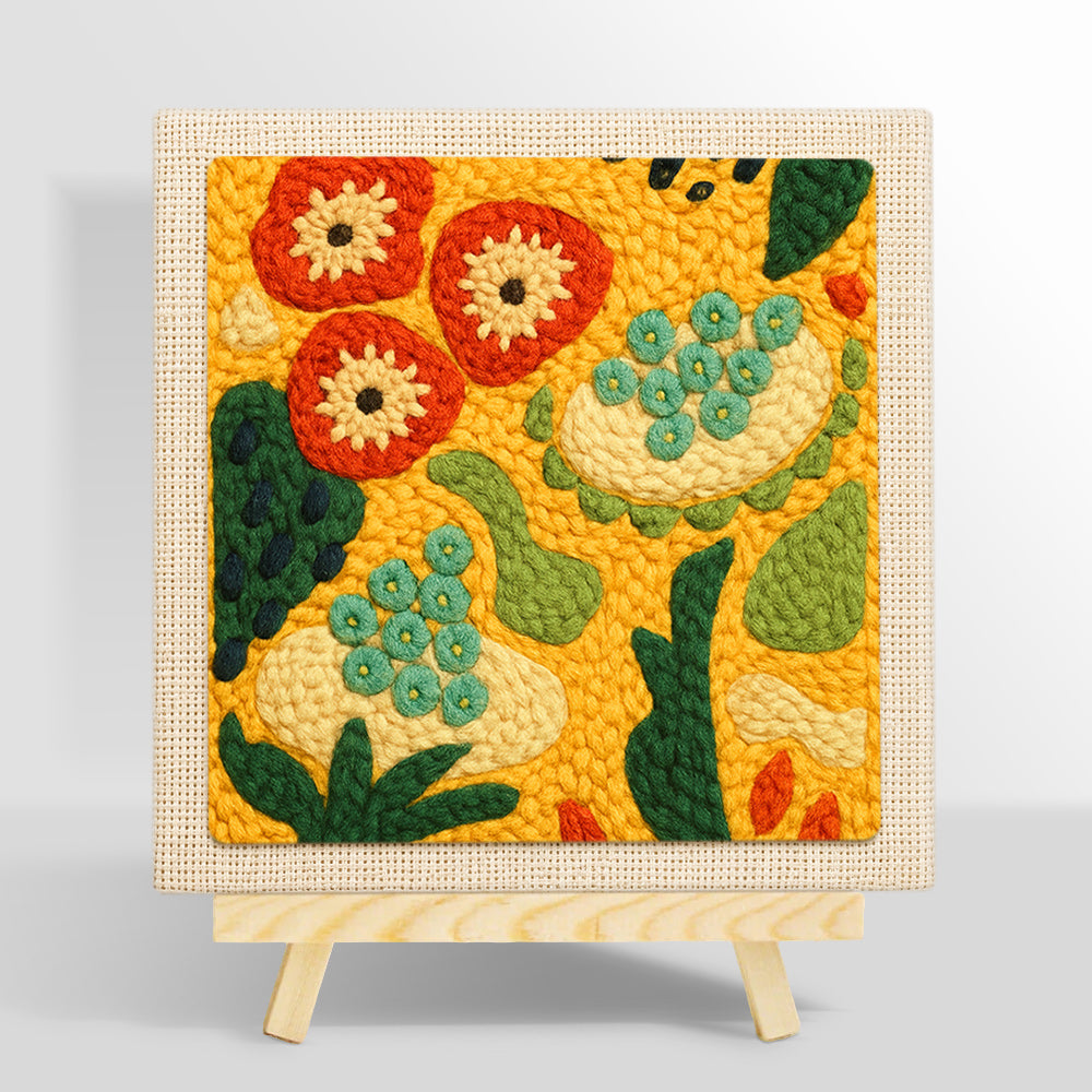 Abstract botanical pattern punch needle kit for beginners