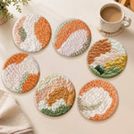 Abstract cloud punch needle coasters used for home decoration