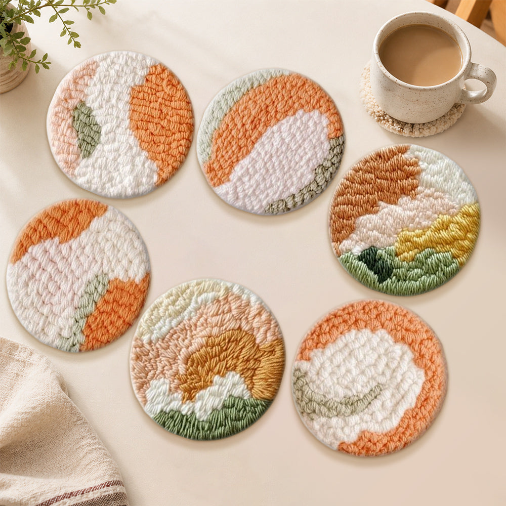 Abstract cloud punch needle coasters used for home decoration