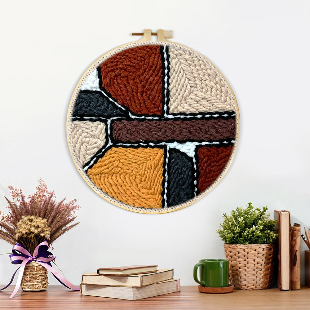 Finished abstract geometric colour blocks artwork displayed on a wall