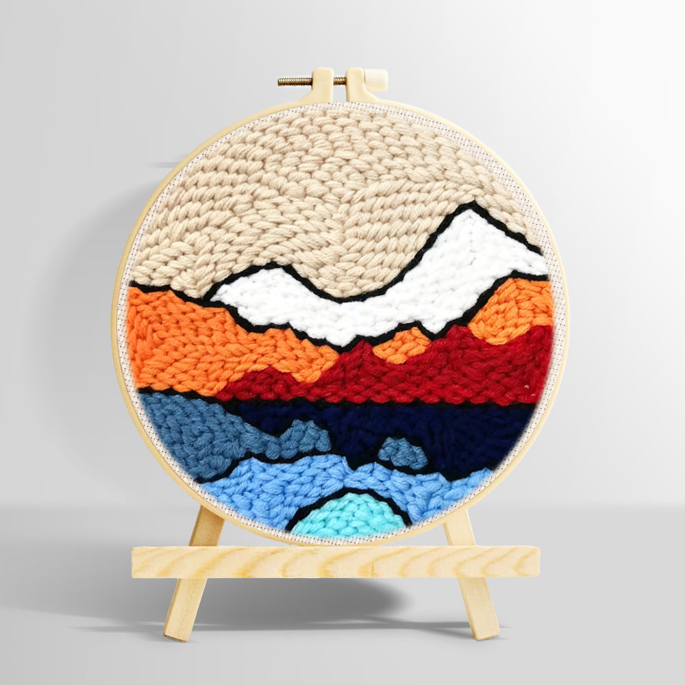 Abstract layered mountain punch needle kit for beginners
