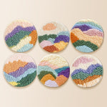 Abstract layered mountains punch needle coaster kit finished handmade coasters