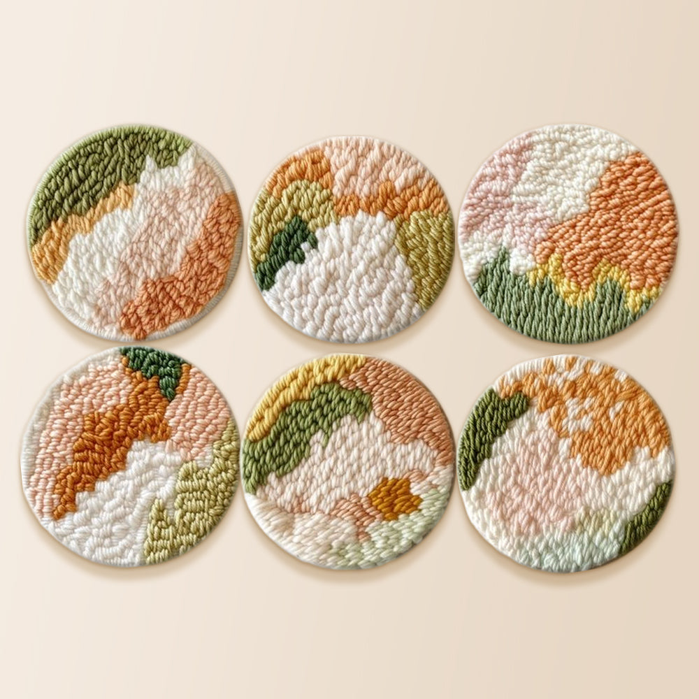 Abstract mountains punch needle coaster kit finished handmade coasters
