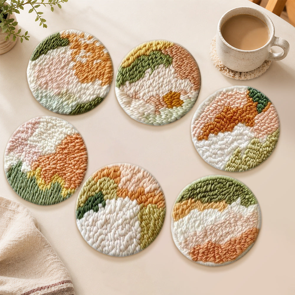 Abstract mountains punch needle coasters used for home decoration