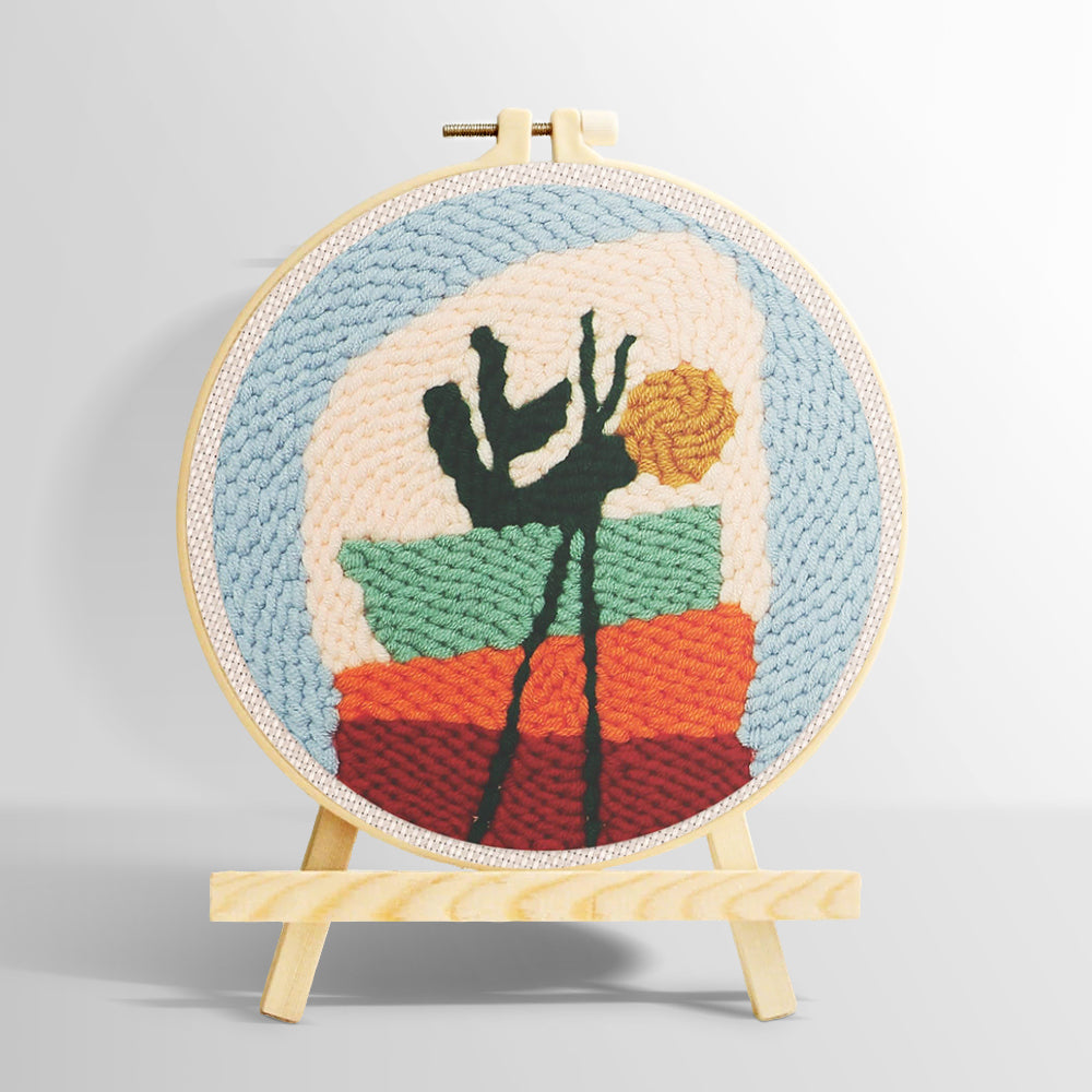 Abstract potted plant punch needle kit for beginners