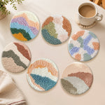 Abstract sand dune punch needle coasters used for home decoration
