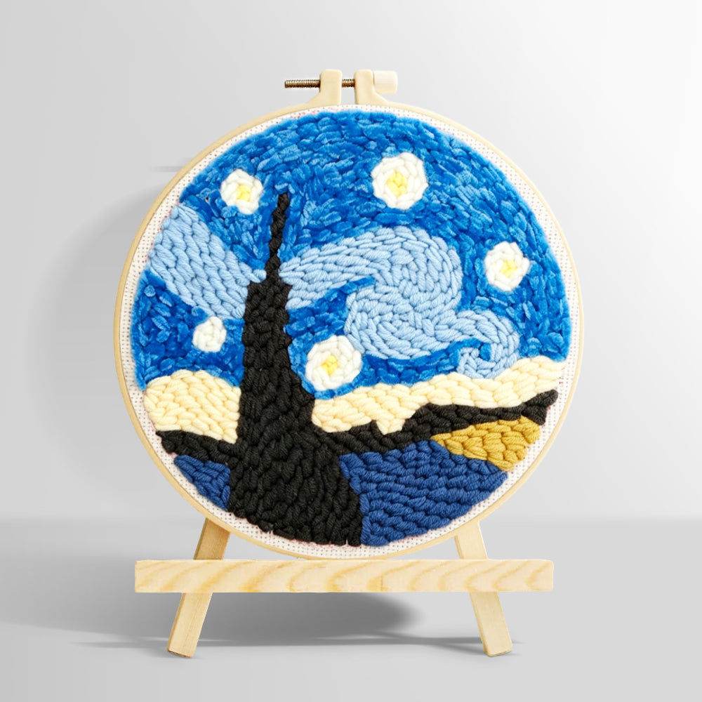 Abstract starry night punch needle kit for beginners