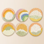 Abstract sunrise punch needle coaster kit finished handmade coasters