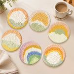 Abstract sunrise punch needle coasters used for home decoration