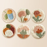 Abstract textured flowers punch needle coaster kit finished handmade coasters
