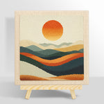 Abstract wavy mountain at sunset punch needle kit for beginners