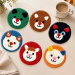 Adorable animals punch needle coasters used for home decoration