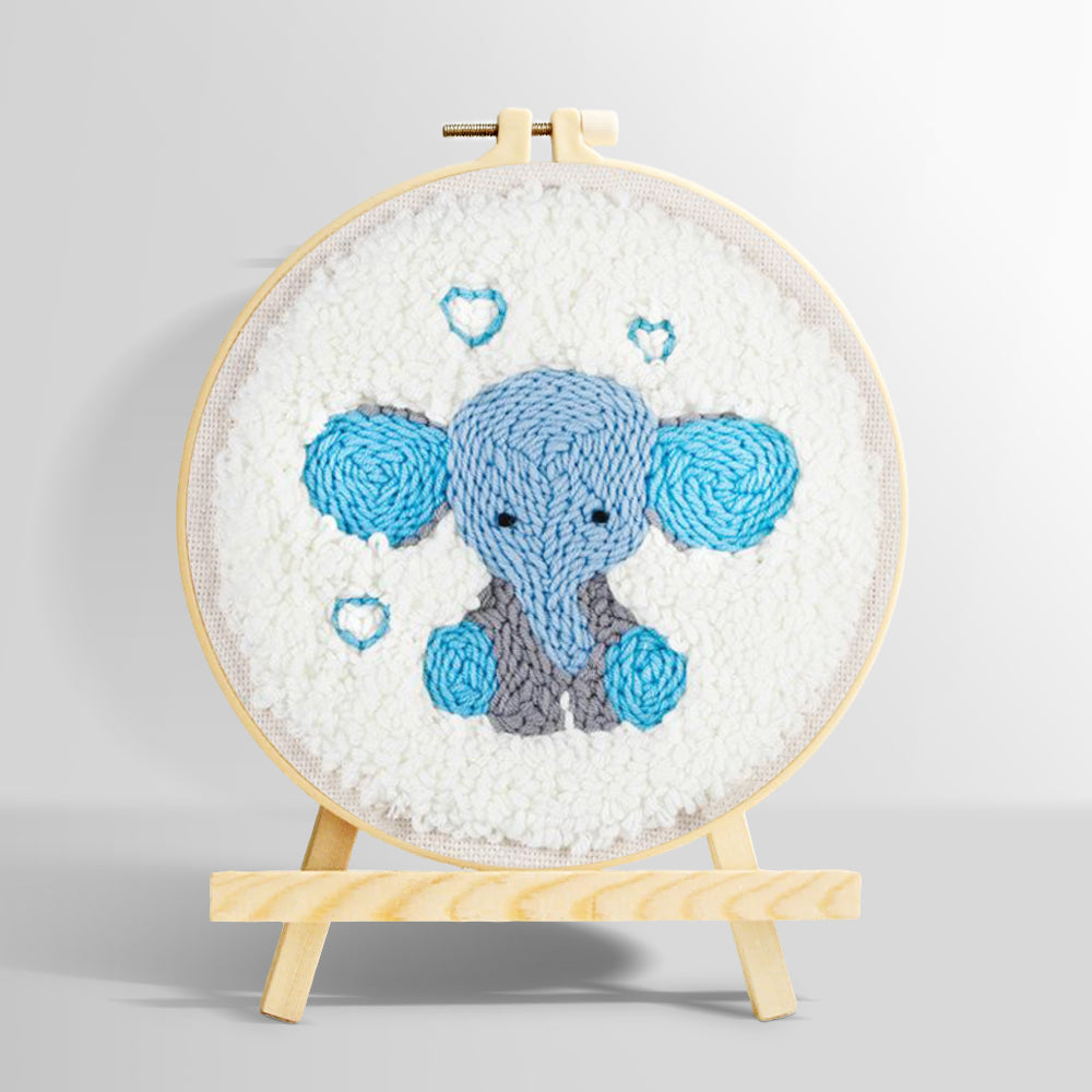 Adorable baby elephant punch needle kit for beginners