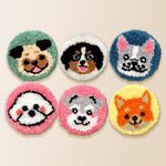 Adorable dogs punch needle coaster kit finished handmade coasters