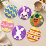 Adorable easter bunny punch needle coasters used for home decoration