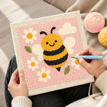 Creating handmade adorable honey bee punch needle artwork