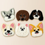 Adorable husky, corgi and frenchie punch needle coaster kit finished handmade coasters