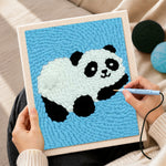 Creating handmade adorable relaxing panda punch needle artwork