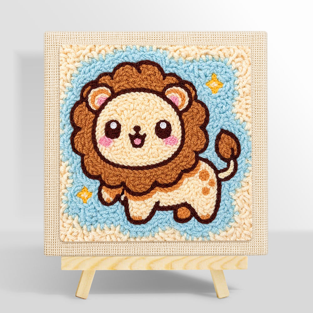 Adorable starry lion punch needle kit for beginners