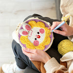 Creating handmade adorable sunflower bunny punch needle artwork