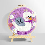 Angel swan and flowers punch needle kit for beginners