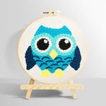 Aqua owl punch needle kit for beginners