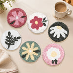 Autumn flowers punch needle coasters used for home decoration