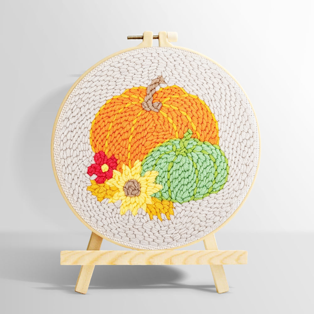 Autumn harvest pumpkins punch needle kit for beginners