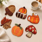 Autumn harvest punch needle coasters used for home decoration