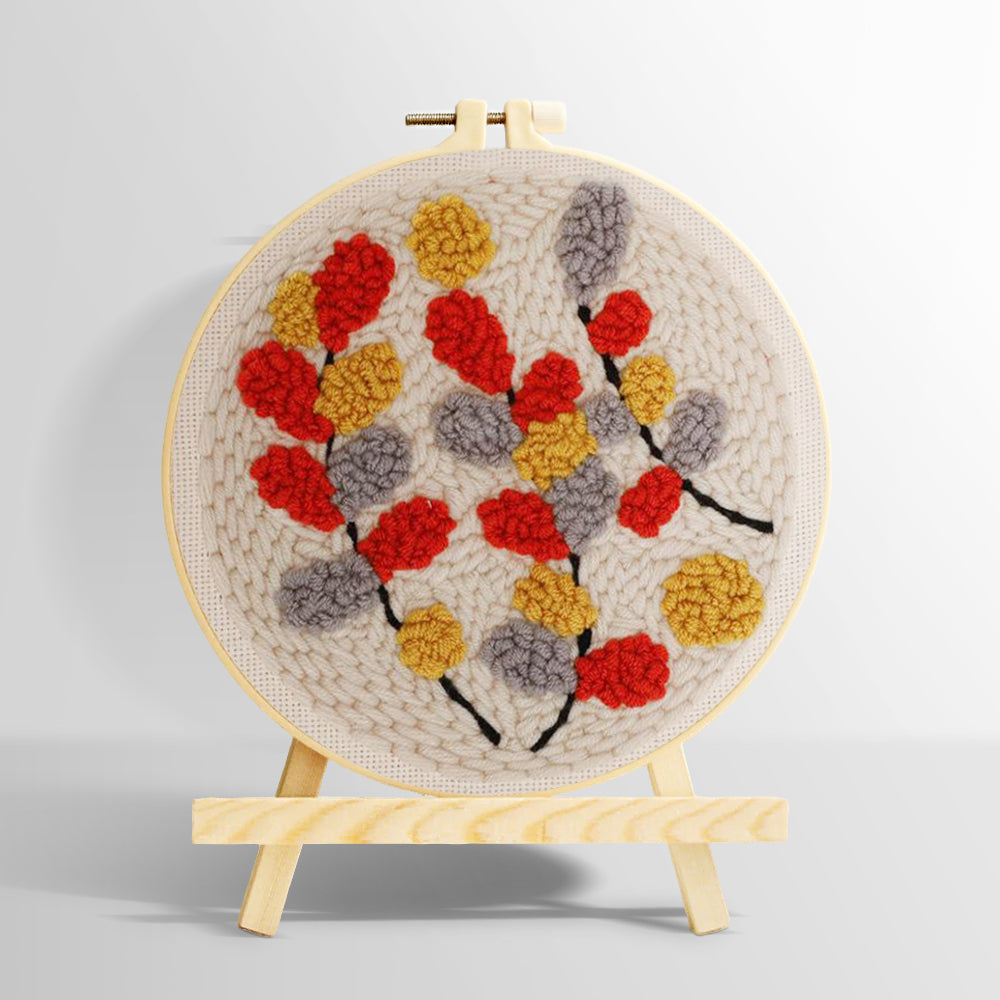 Autumn-hued leaves punch needle kit for beginners