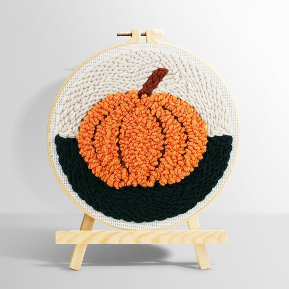 Autumn orange pumpkin punch needle kit for beginners