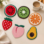 Avocado, strawberry and watermelon punch needle coasters used for home decoration