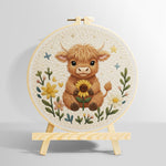 Baby highland cow and sunflower punch needle kit for beginners