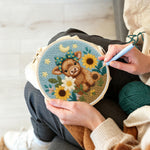 Creating handmade baby highland cow and sunflowers punch needle artwork