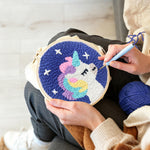 Creating handmade baby unicorn punch needle artwork
