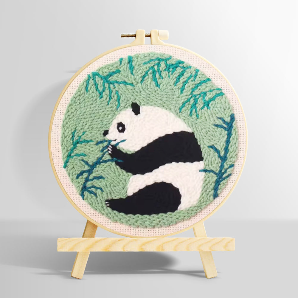 Bamboo lover panda punch needle kit for beginners
