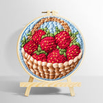 Basket of fresh strawberries punch needle kit for beginners