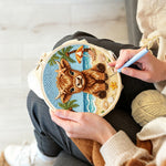 Creating handmade beach highland cow punch needle artwork