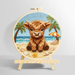 Beach highland cow punch needle kit for beginners