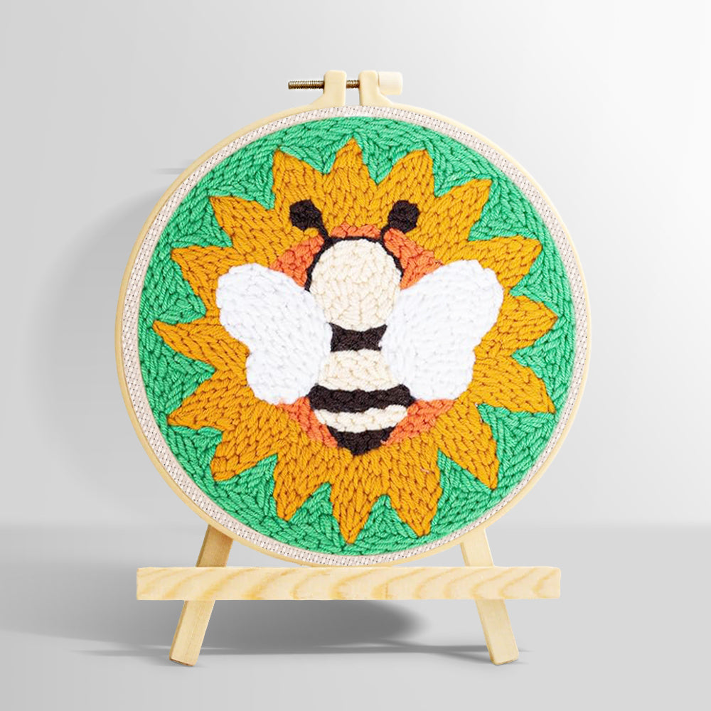 Bee and sunflower punch needle kit for beginners