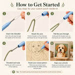 Beginner-friendly custom punch needle kit tutorial showing how to thread and use the punch needle tool