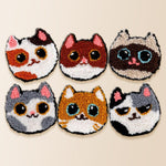 Big-eyed cat faces punch needle coaster kit finished handmade coasters