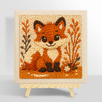 Big-eyed fox with autumn grass punch needle kit for beginners