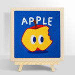 Bitten apple with big eyes punch needle kit for beginners