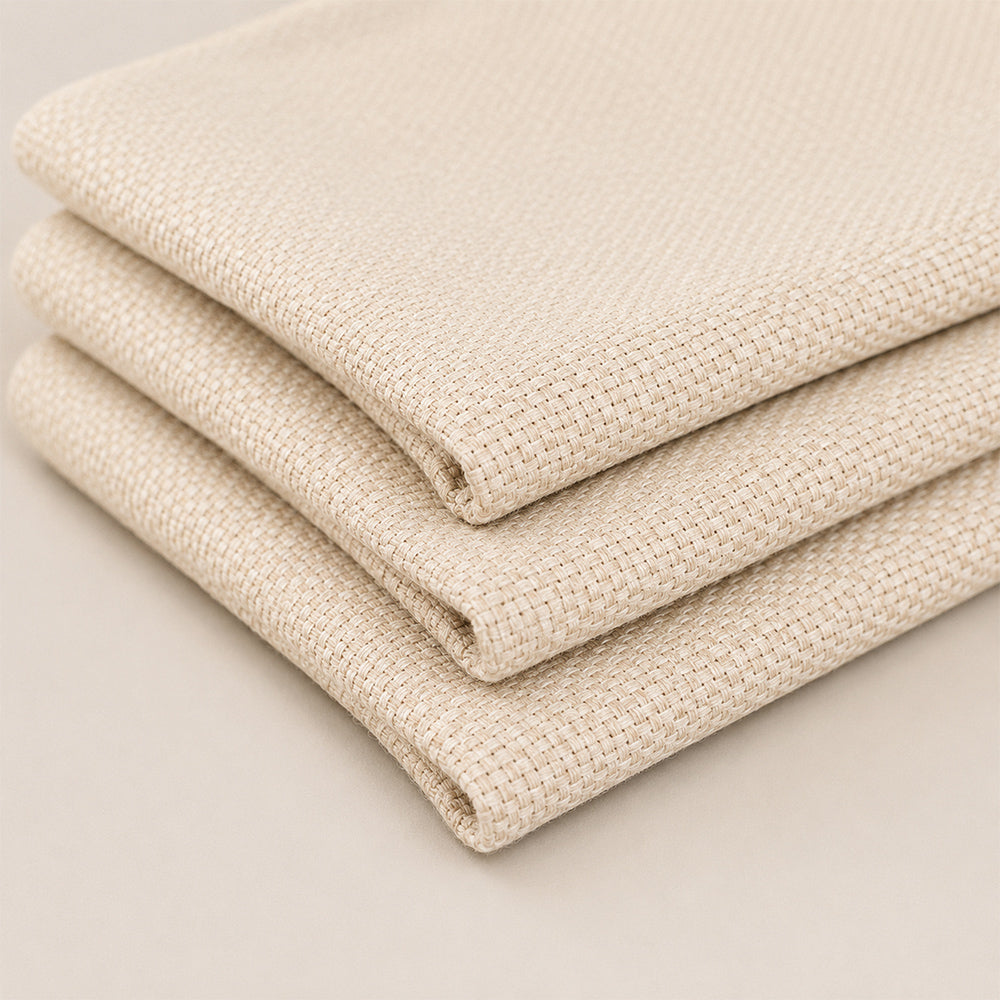 Close-up detail of blank punch needle practice cloth with woven texture